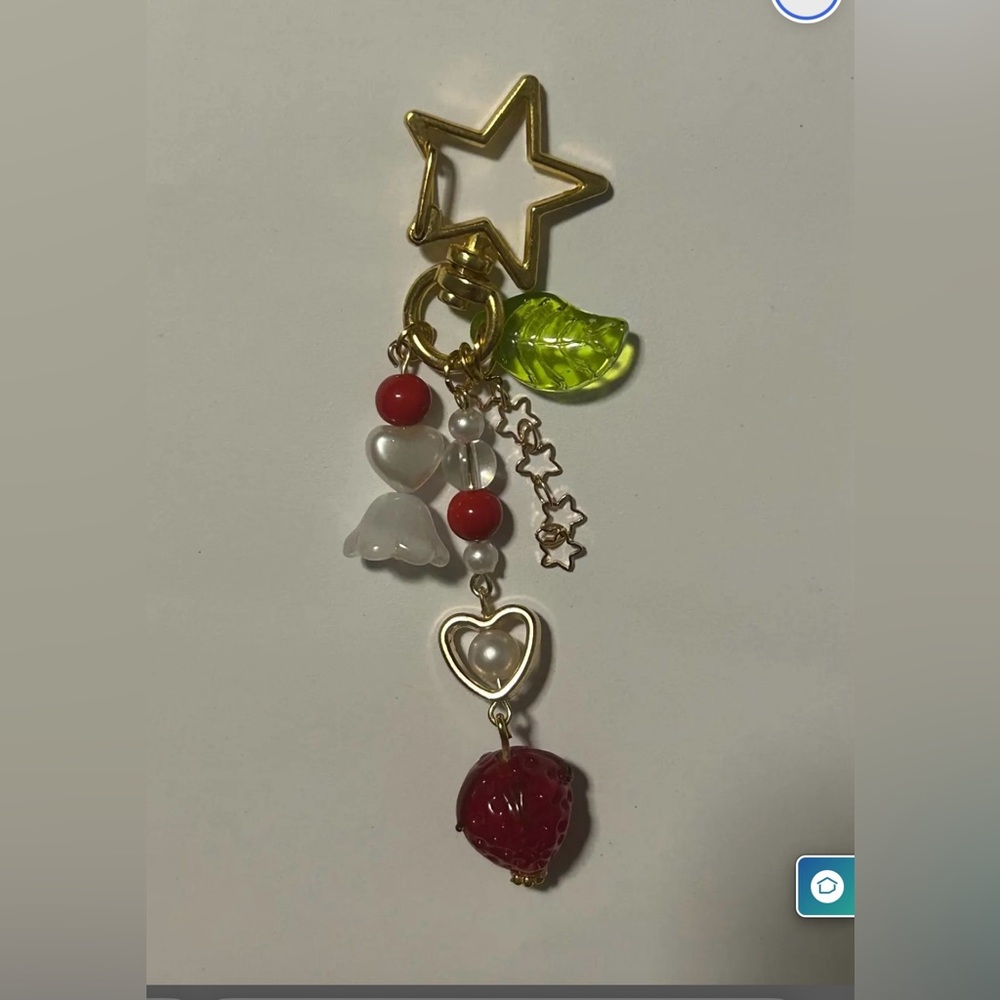 Strawberry beaded keychain